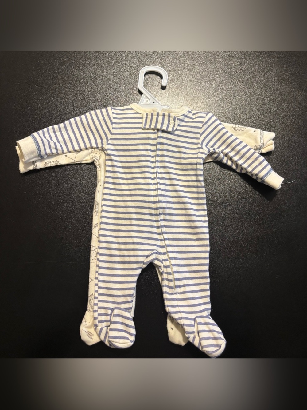 Striped Blue & White Baby One-Piece Footed Sleeper 2-piece nwt